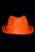 Chapeau fluo orange tissus  strass 