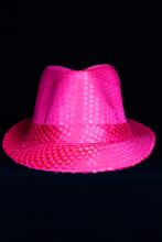 Chapeau fluo rose tissus  strass 
