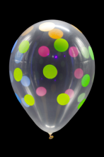 25 ballons ovales motif pois fluo 30 cm