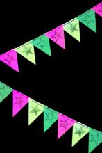 Guirlande fanions fluo de 6 mètres - motif étoiles
