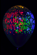 25 ballons fluo Joyeux Anniversaire ovales Ø30 cm