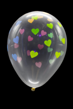 25 ballons ovales motif coeur fluo 30 cm