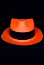Chapeau Al Capone orange fluo avec bandeau noir