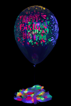 25 ballons fluo Joyeux Anniversaire ovales Ø30 cm